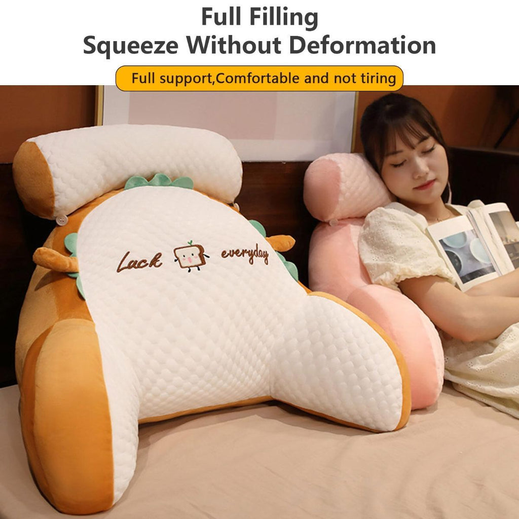 Reading Pillow for Kid Or Adult Large Back Pillow for Sitting Up in Bed Detachable Neck Roll with Arms Large Bed Rest Pillow Back Pillow for Sitting in Bed Watching TV Reading - Green - Size 60*40CM