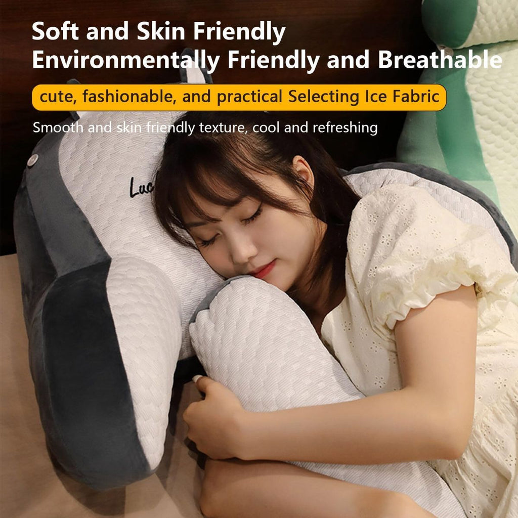 Reading Pillow for Kid Or Adult Large Back Pillow for Sitting Up in Bed Detachable Neck Roll with Arms Large Bed Rest Pillow Back Pillow for Sitting in Bed Watching TV Reading - Green - Size 70*50CM