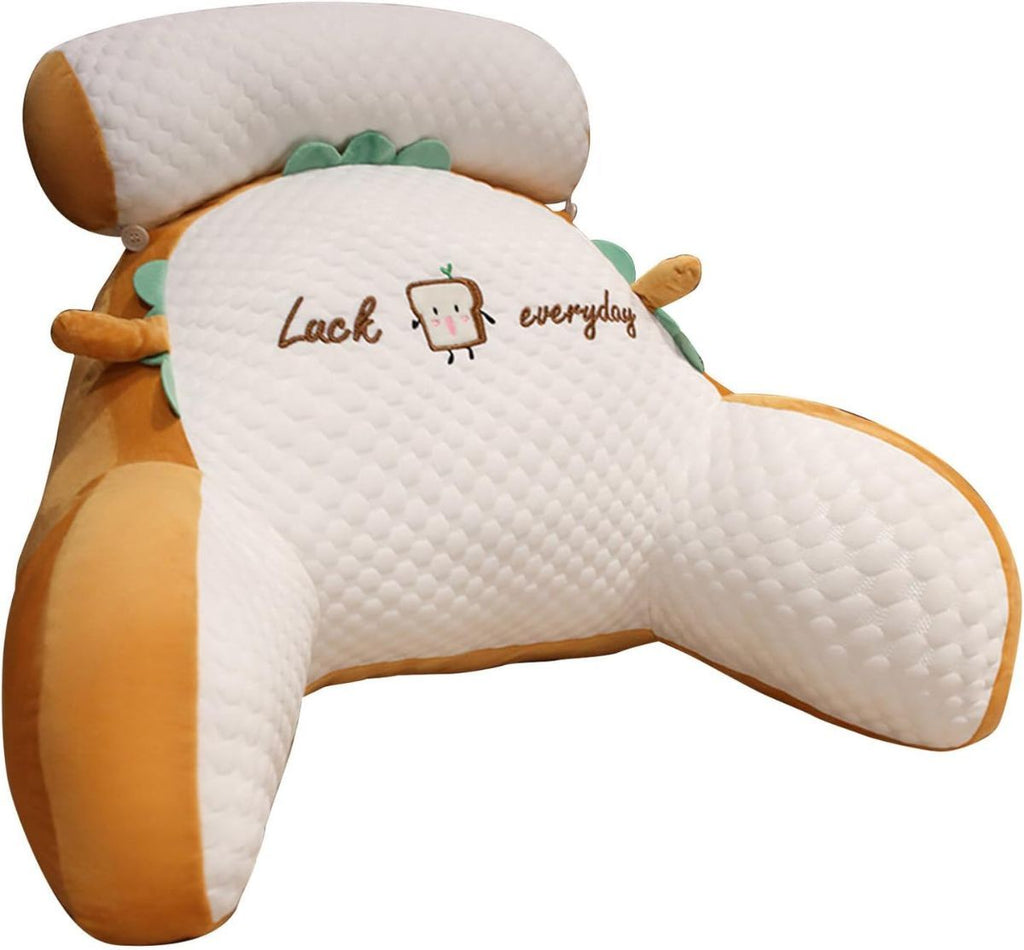 Reading Pillow for Kid Or Adult Large Back Pillow for Sitting Up in Bed Detachable Neck Roll with Arms Large Bed Rest Pillow Back Pillow for Sitting in Bed Watching TV Reading - Gray - Size 70*50CM
