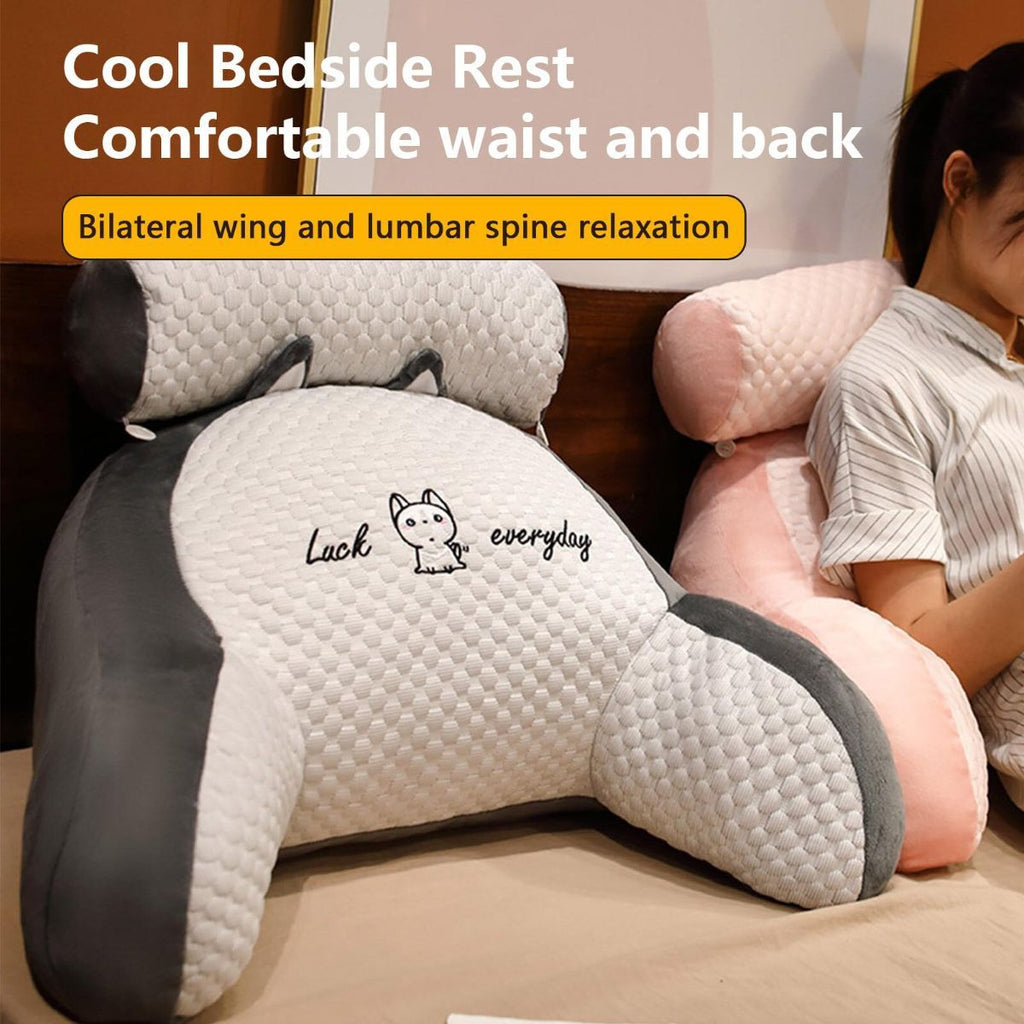 Reading Pillow for Kid Or Adult Large Back Pillow for Sitting Up in Bed Detachable Neck Roll with Arms Large Bed Rest Pillow Back Pillow for Sitting in Bed Watching TV Reading - Gray - Size 70*50CM