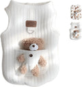 Pet Sweater Plush Bear Pattern Sleeveless Pet Clothing Puppy Outfit Kitten - Ivory - Size XL