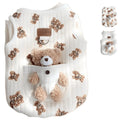 Pet Sweater Plush Bear Pattern Sleeveless Pet Clothing Puppy Outfit Kitten - White - Size S