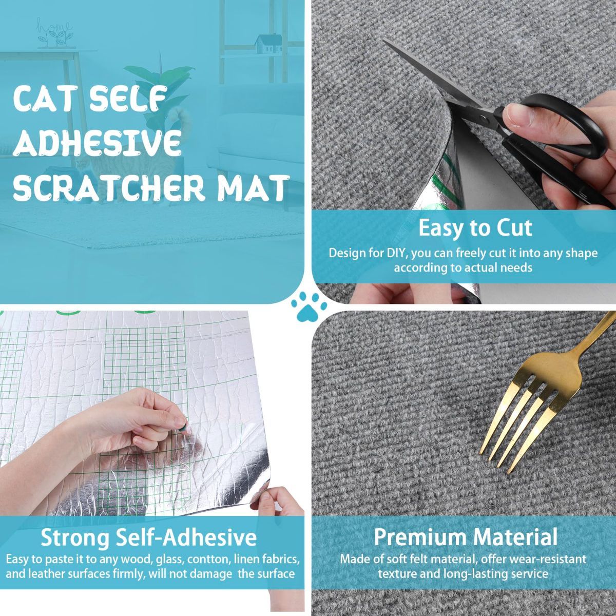 Cat Scratching Pad DIY Cat Accessory Cat Furniture Protection Cat Climbing - Beige - Size 15.8''x39.3''