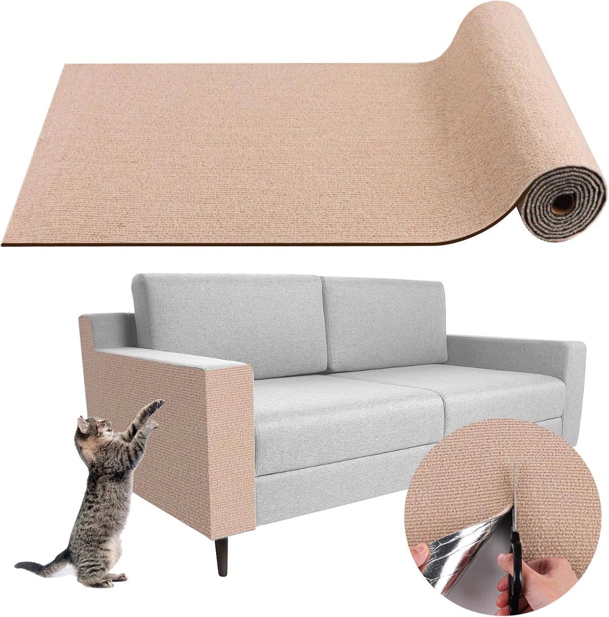 Cat Scratching Pad DIY Cat Accessory Cat Furniture Protection Cat Climbing - Brown - Size 15.8''x39.3''