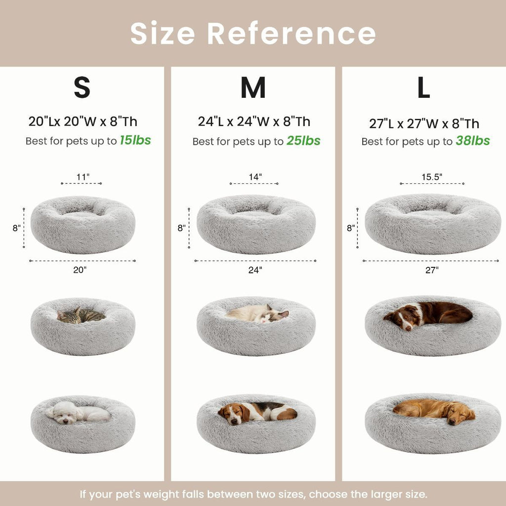 Pet Bed Anti-Anxiety Pet Bed Donut Pet Bed Small Dog Bed Medium Dog Bed Cat Bed - Gray / 20in