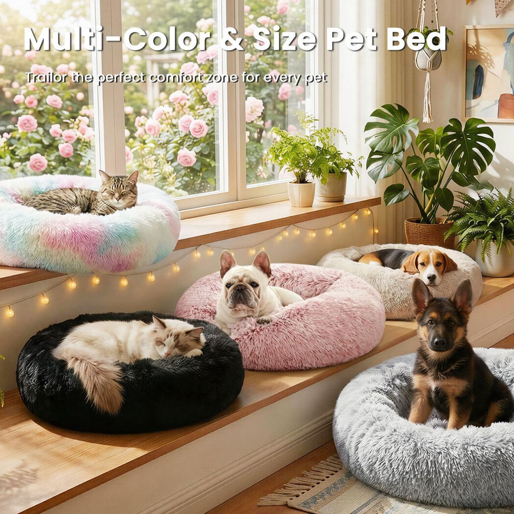 Pet Bed Anti-Anxiety Pet Bed Donut Pet Bed Small Dog Bed Medium Dog Bed Cat Bed - Gray / 27in