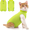 Cat Recovery Jumpsuit Abdominal Wound Protection Post-Surgery Cat Clothing - Yellow - Size M(Above 3.5 lbs)
