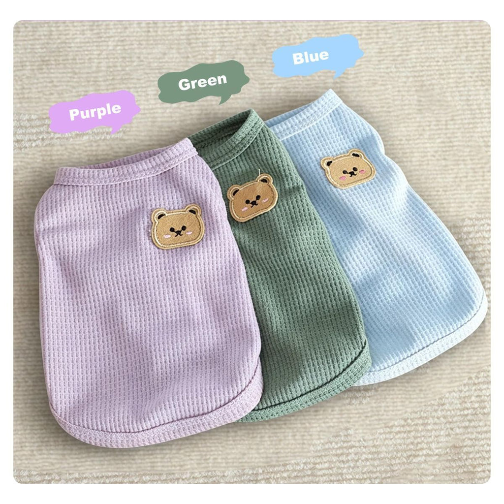 3PCS Waffle Knit Pet Shirt Sphynx Cat Clothing Small Dog T-Shirt Pet Fashion - Purple&Blue&Green / L(7.6-12lb)