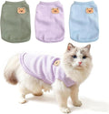 3PCS Waffle Knit Pet Shirt Sphynx Cat Clothing Small Dog T-Shirt Pet Fashion - Purple&Blue&Green / M(4.1-7.5lb)