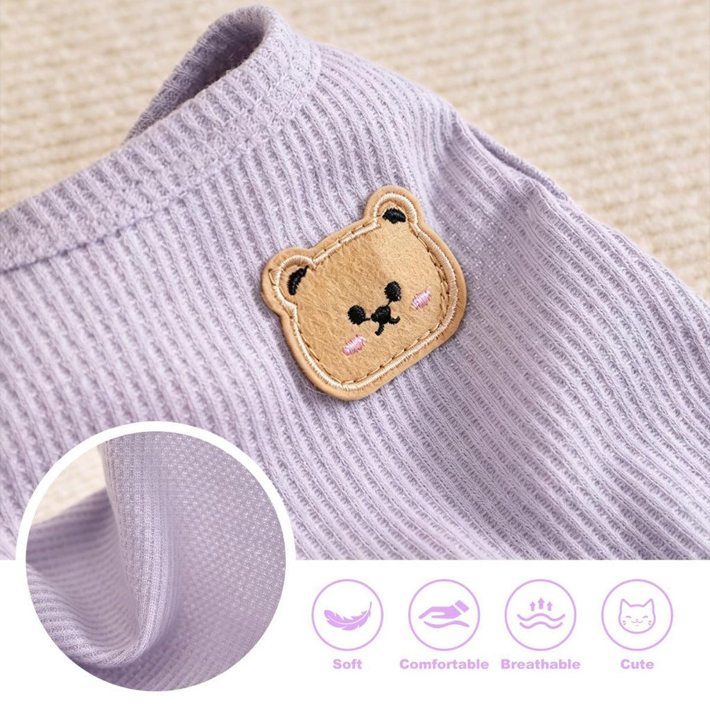 3PCS Waffle Knit Pet Shirt Sphynx Cat Clothing Small Dog T-Shirt Pet Fashion - Purple&Blue&Green / M(4.1-7.5lb)