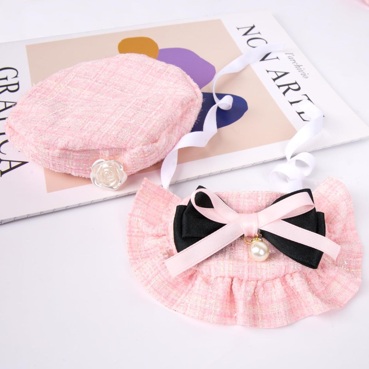 Cat Beret Cat Headscarf Pet Outfit Cat Accessories Halloween Pet Costume - Pink