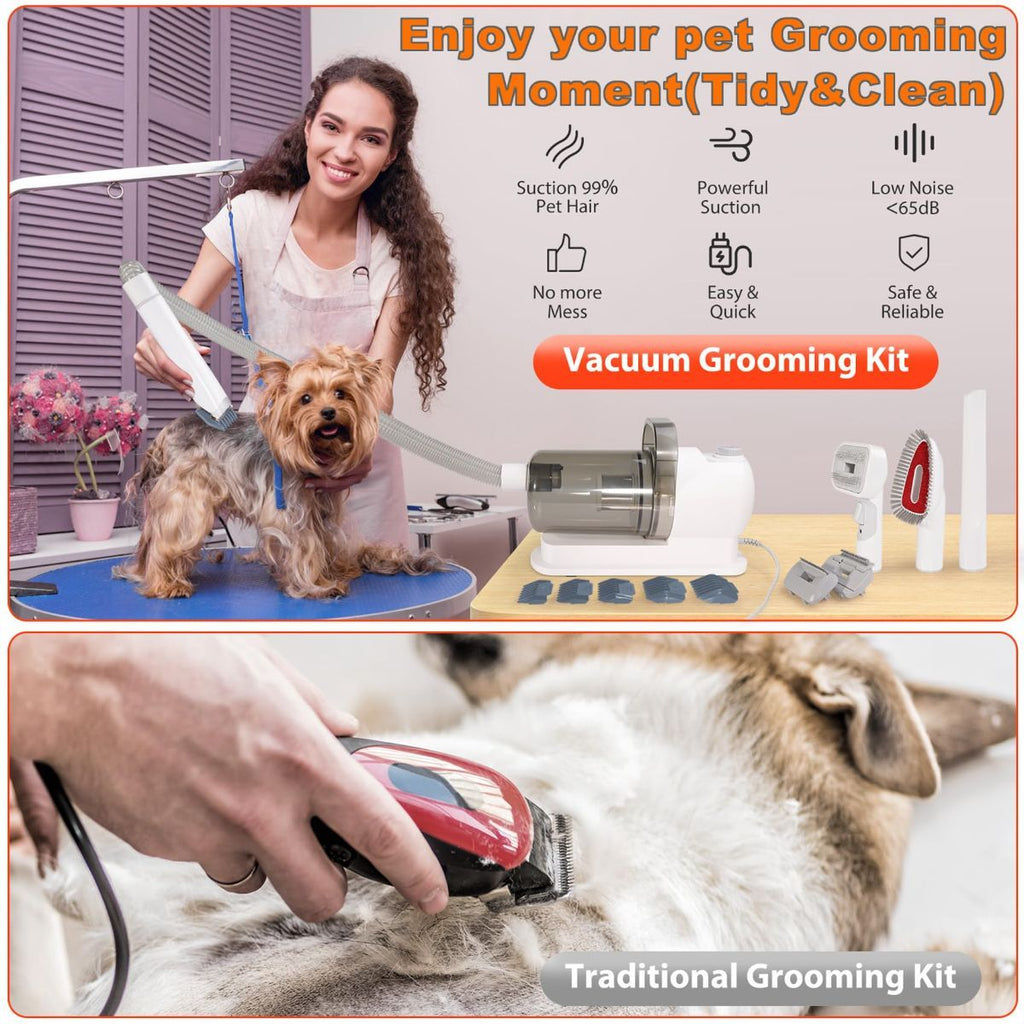 Dog Cat Grooming Vacuum Pet Scissors 6-In-1 Hair Removal Brush Pet Hair Adsorption