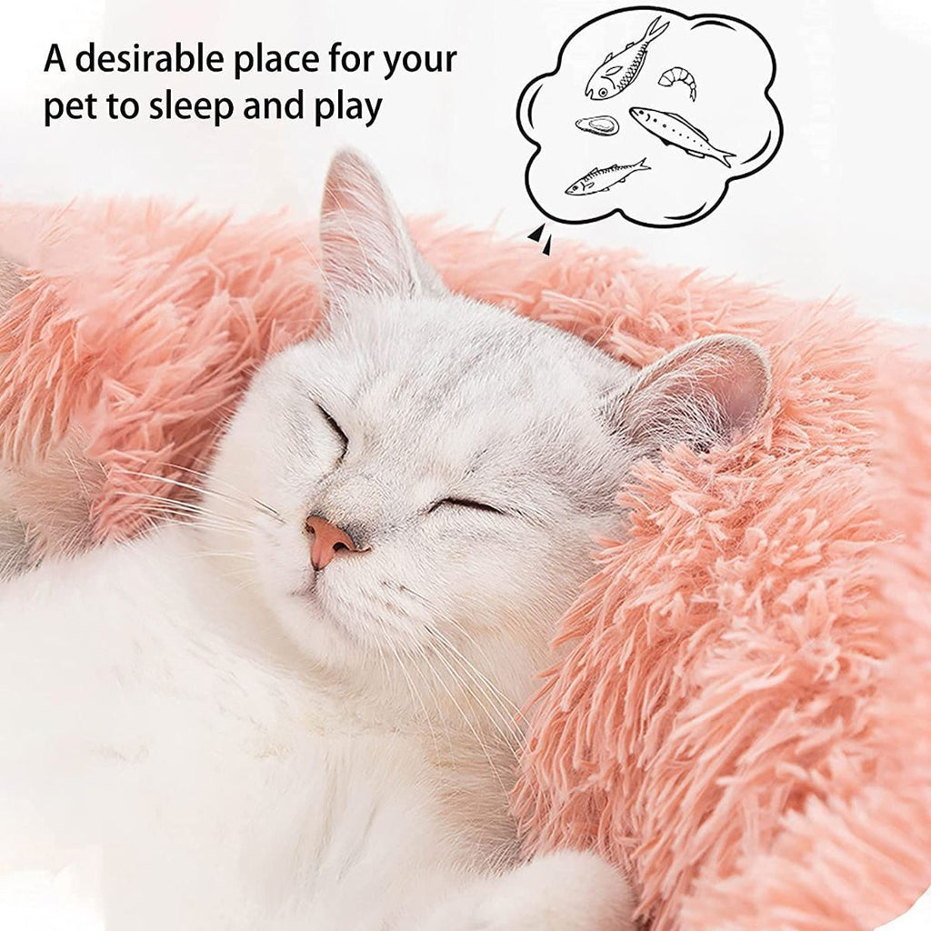 Cat Bed Fluffy Cat Bed Round Cat Bed Cat Furniture Cat Comfort Cat Sleeping Bed - Navy / 20in