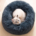 Cat Bed Fluffy Cat Bed Round Cat Bed Cat Furniture Cat Comfort Cat Sleeping Bed - Navy / 24in