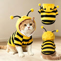 Bumblebee Cat Costume for Sphynx & Small Dogs, Fit Halloween, Yellow, Cute Bee Stripes Hoodie, Soft Warm Fleece, Holiday Cosplay Outfit, Daily Leisure Wear, Easy to Put, Safe for Leash Walking - Yellow / XS