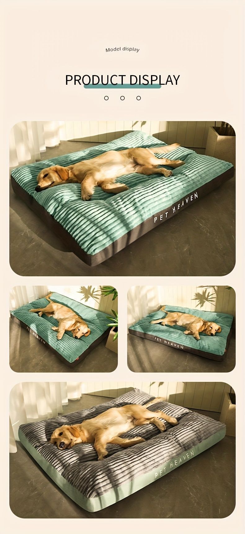 Warm Dog Bed Washable Pet Bed Non-Slip Dog Bed High Backrest Dog Bed Thick Dog - Green - Size 47*37.4in