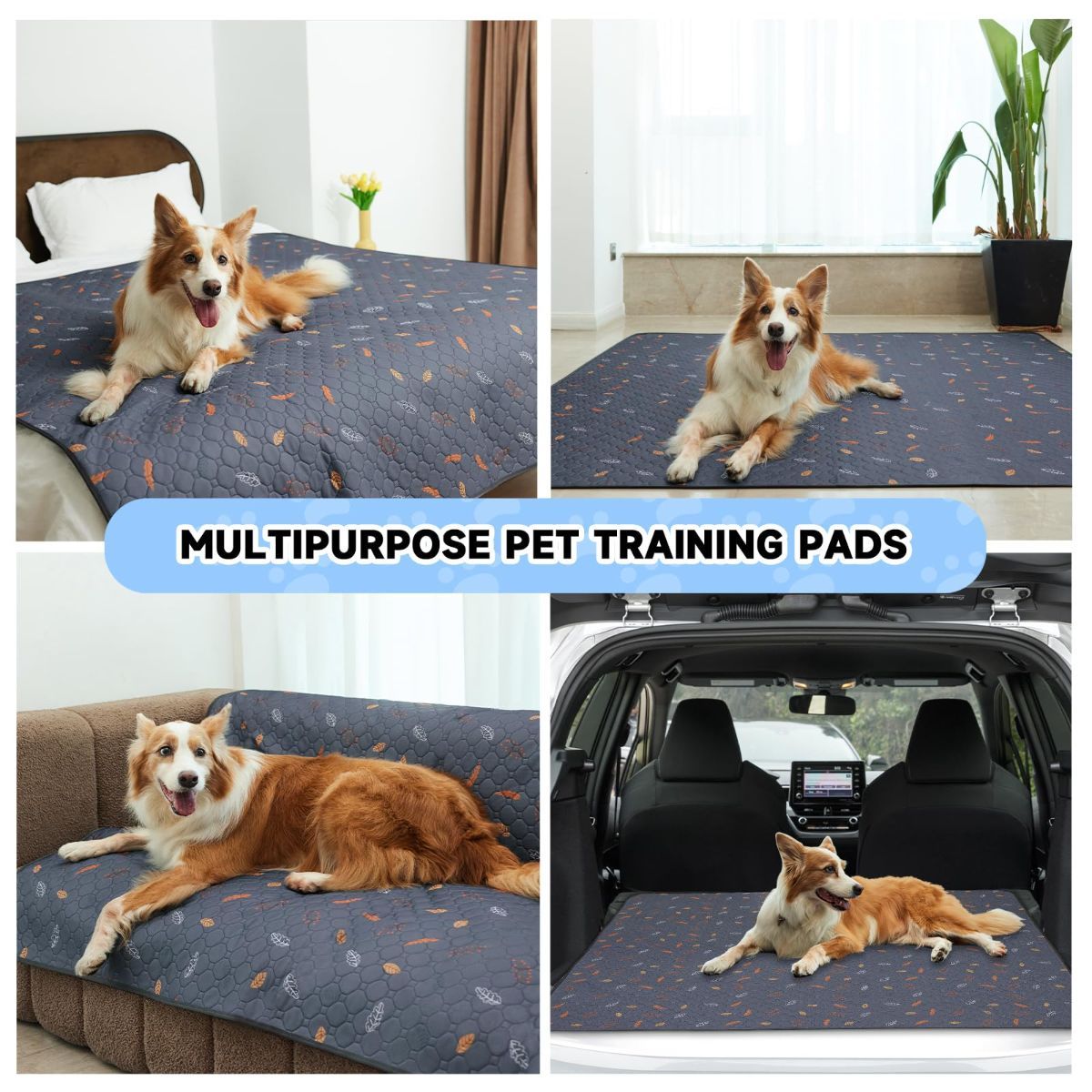 2-Pack Reusable Dog Urine Pads Dog Pee Pads Absorbent Dog Pads Dog Training Pads - Dark Gray / 18in*24in