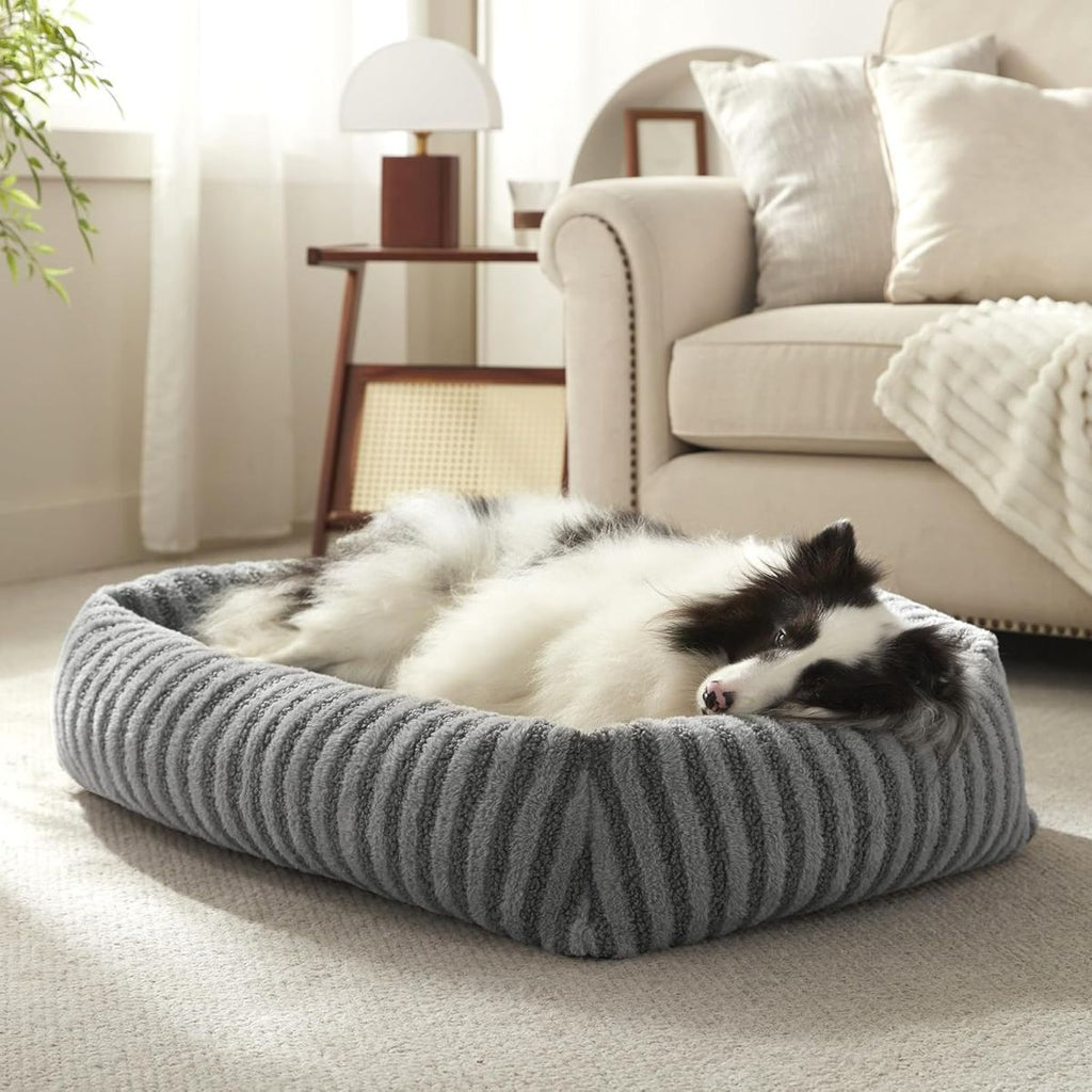 Dog Bed Soft Dog Bed Rabbit Velvet Dog Bed Teddy Fabric Dog Bed Cozy Dog Bed - Beige - Size 36in*27in