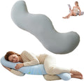 Pea Pod Shape Body Pillow for Adults Full-Body Support Side Sleeper Pillow, Pregnancy Back Pain Relief, Soft Hug Pillow with Memory Fiber Filling
