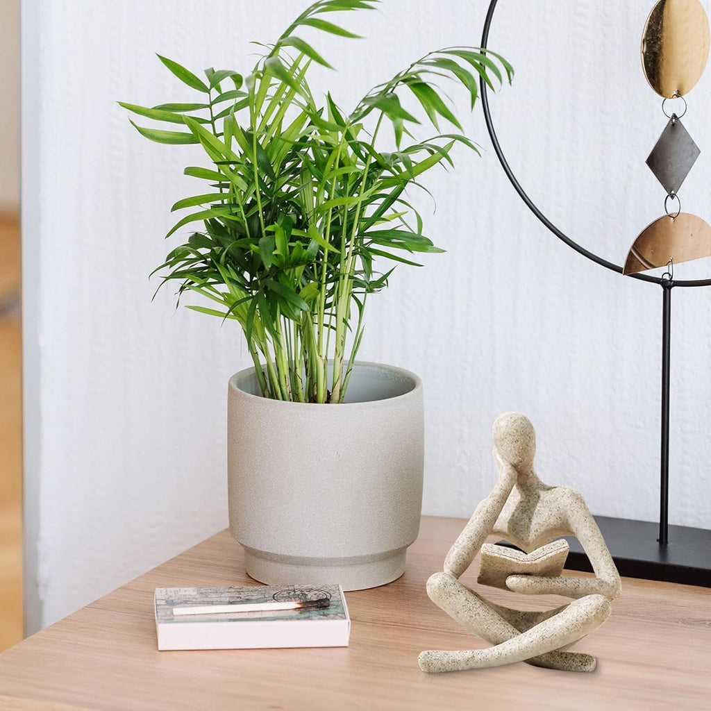 Abstract Reading Thinker Statue for Home Decor, Modern Resin Sculpture Figurine for Bookshelf, Desk & Living Room (Black)