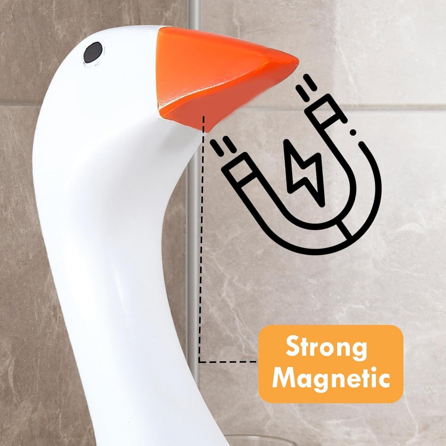 Magnetic Goose Figurine for Desk & Entryway, Cute Key Holder & Home Decor Gift (White)