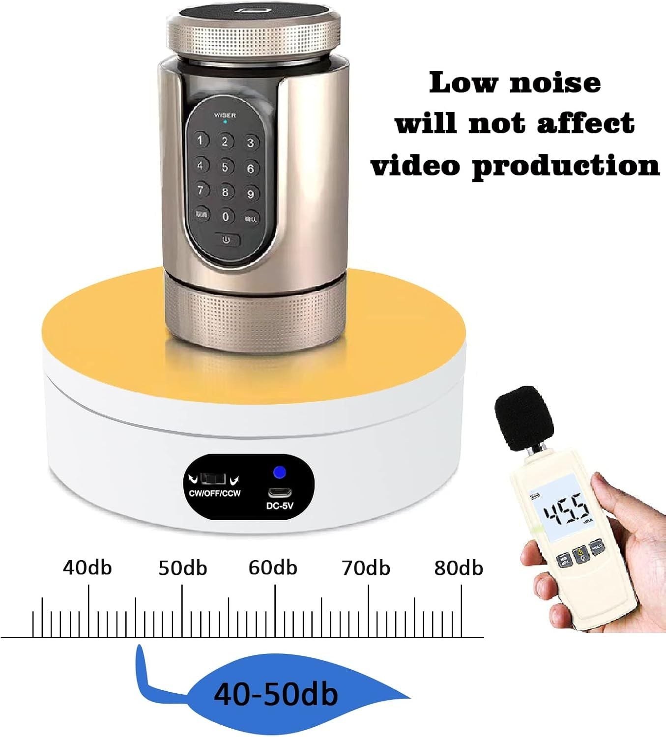 6.29-Inch Quiet 360° Rotating Display Stand for Tumblers, Figurines & Resin Art, Perfect for Video Production & Storefronts (White)