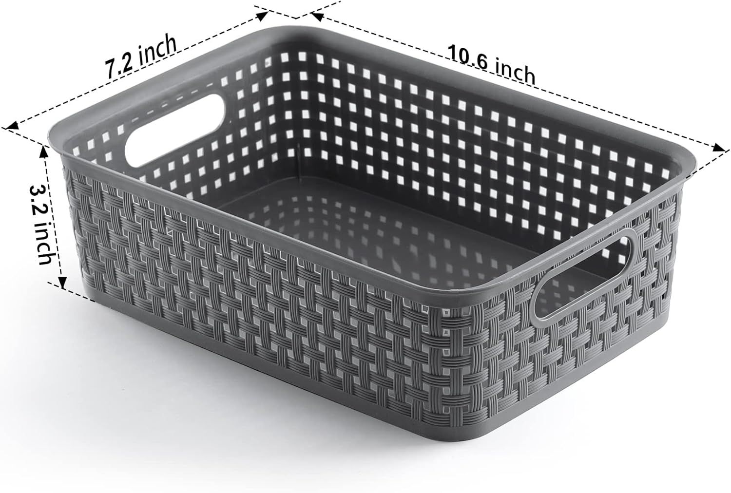 8-Pack Woven Plastic Storage Baskets for Bathroom Vanity, Kitchen Pantry & Office Desk Organization (Grey)