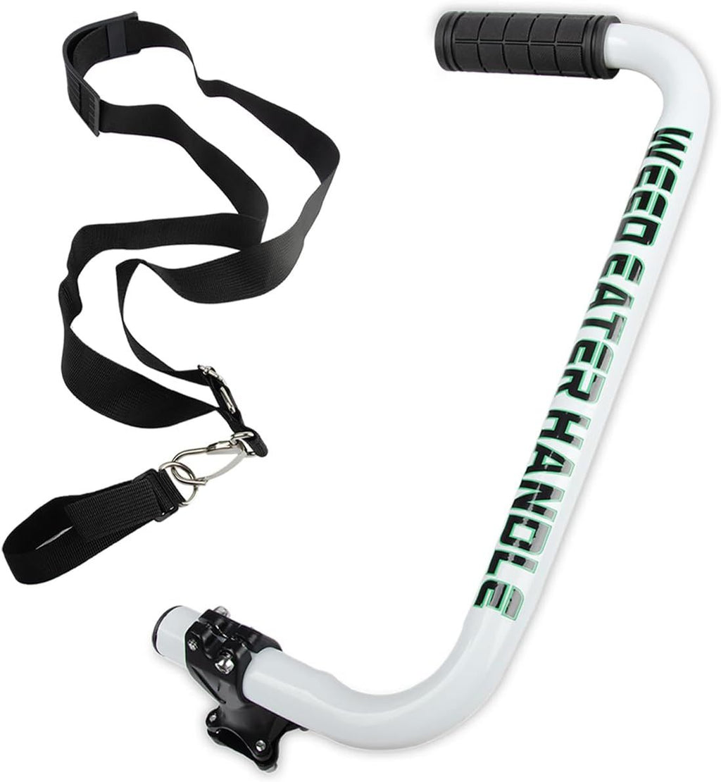 Ergonomic Weed Eater Handle Extension with Adjustable Angle and Shoulder Strap, Durable Aluminum Alloy Grip for Lawn Trimmer (White)