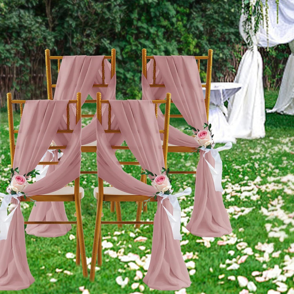 2 Pack Elegant Chiffon Wedding Arch Draping Fabric Panels for Outdoor Ceremony Backdrop and Party Decoration (Dusty Rose)