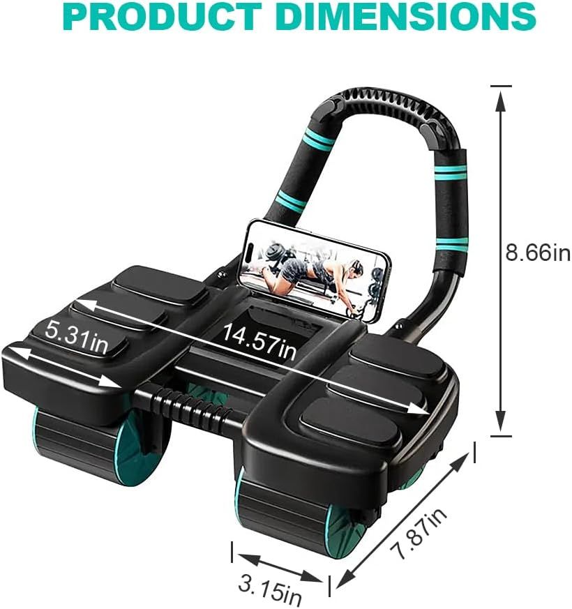 Automatic Rebound Ab Roller with Six-Point Elbow Support & Phone Holder for Home Gym Core Workout (Blue)