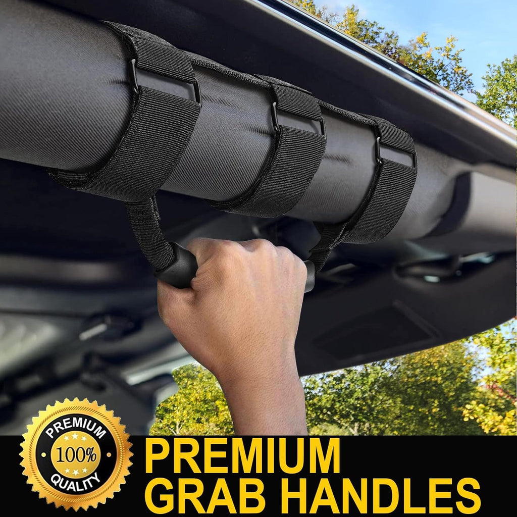 2x Roll Bar Grab Handles Heavy Duty for Jeep Wrangler Off Road Black