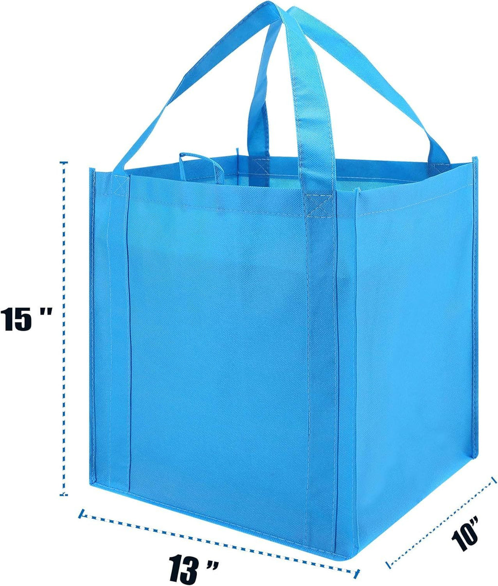 10 Pack Heavy Duty Reusable Grocery Bags with Reinforced Bottom, Large Capacity Shopping Totes for Supermarket & Storage (Blue)