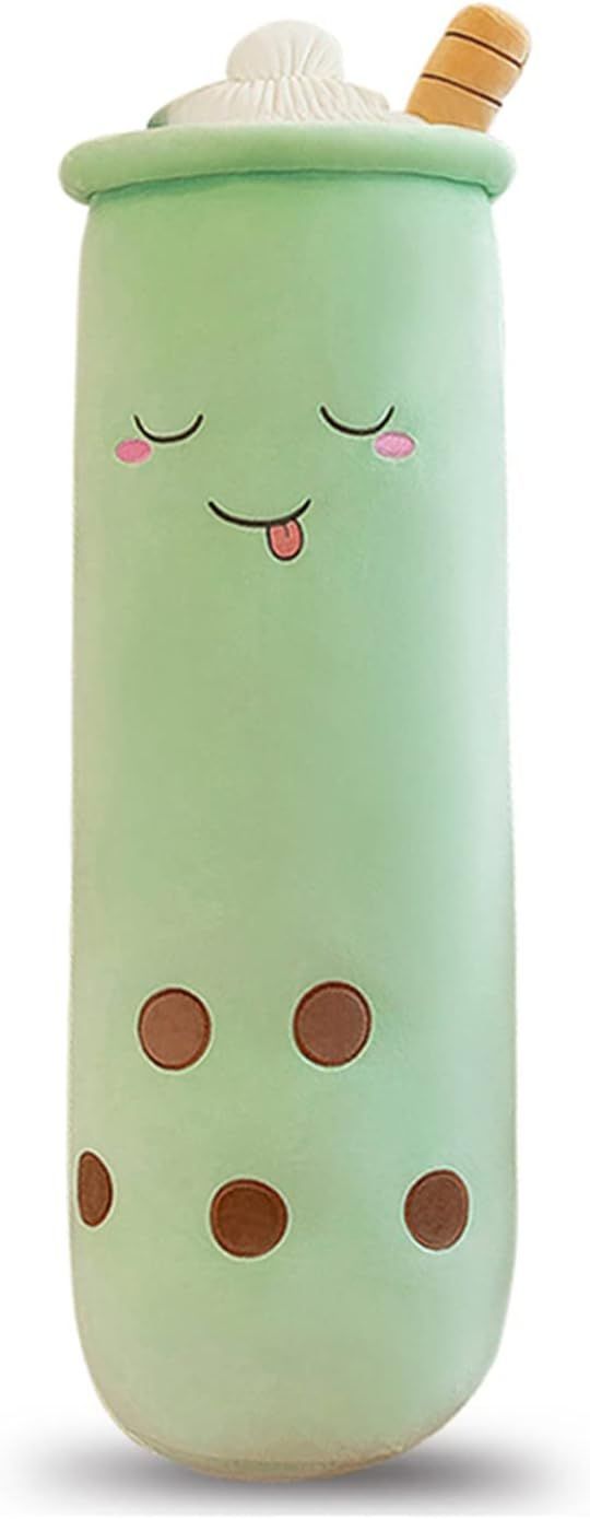 Bubble Tea Plush Pillow Soft Plush Toy Skin-Friendly Pillow Multiple Sizes Cute - Green - Size 24in
