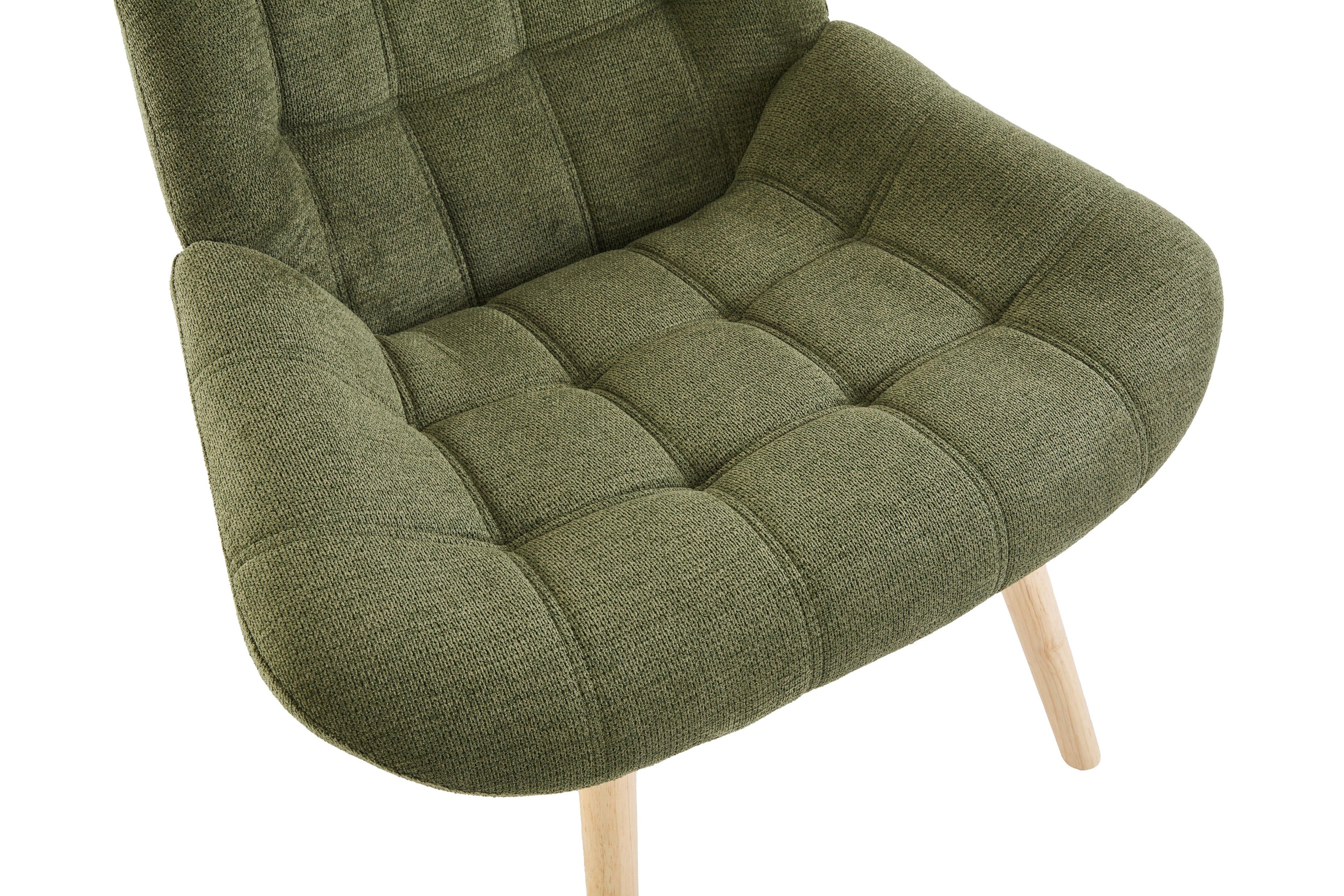 Nordic Tufted Wingback Accent Chair Olive Green Fabric