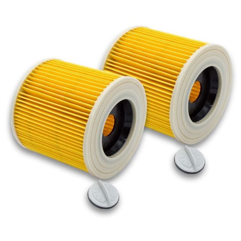 2x Cartridge Filter for Vacuum Cleaner, Compatible with Kärcher WD2 WD3 MV3 MV2 A2004 A2054 A2204 A2656