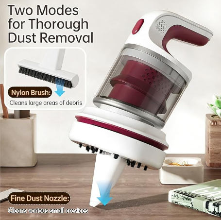 Desk Vacuum Cleaner, Type-c Rechargeable Mini Vacuum Cleaner - Cordless Desk with Flat Nozzle & Brush Attachment | for Keyboard Crumbs, Pet Hair, Paper Scraps （purple）