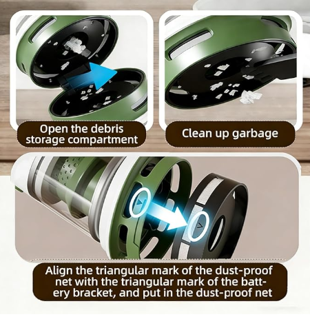 Desk Vacuum Cleaner, Type-c Rechargeable Mini Vacuum Cleaner - Cordless Desk with Flat Nozzle & Brush Attachment | for Keyboard Crumbs, Pet Hair, Paper Scraps （green）
