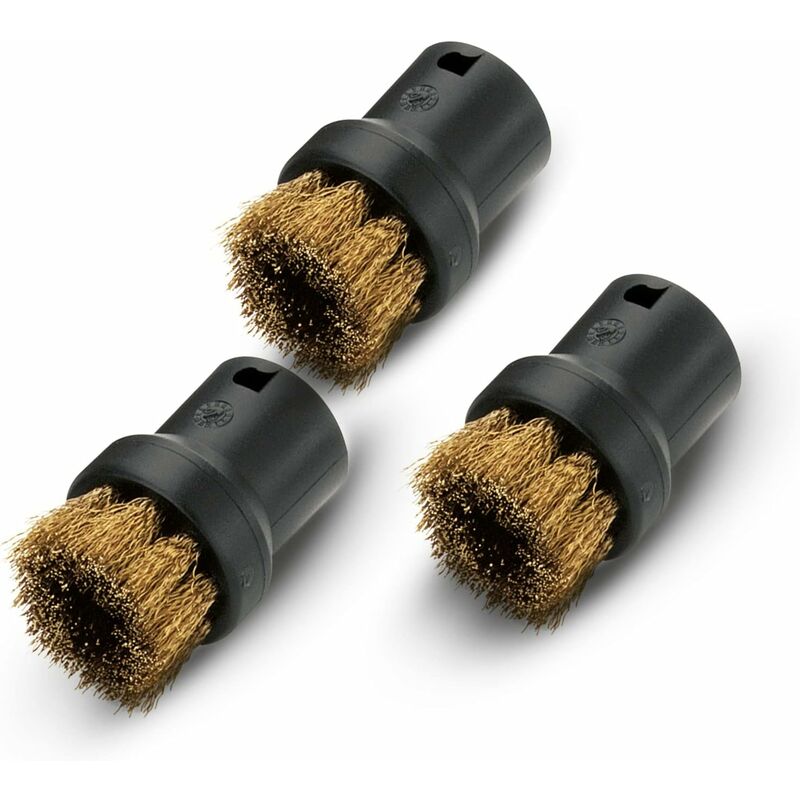 ROund Steam Cleaner Brush Set With Brass Bristles, Black, 4.0Cm X 2.5Cm