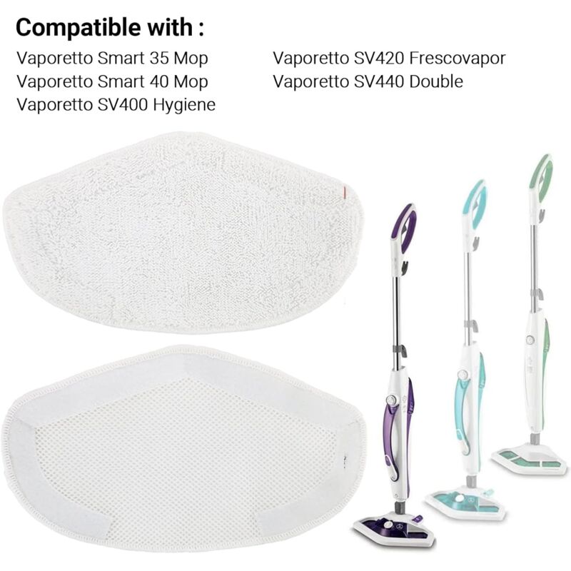 Adapter 3 pcs Mop Cloth Replacement For Polti Vaporetto,Compatible With Vaporetto Smart 40Mop、Smart