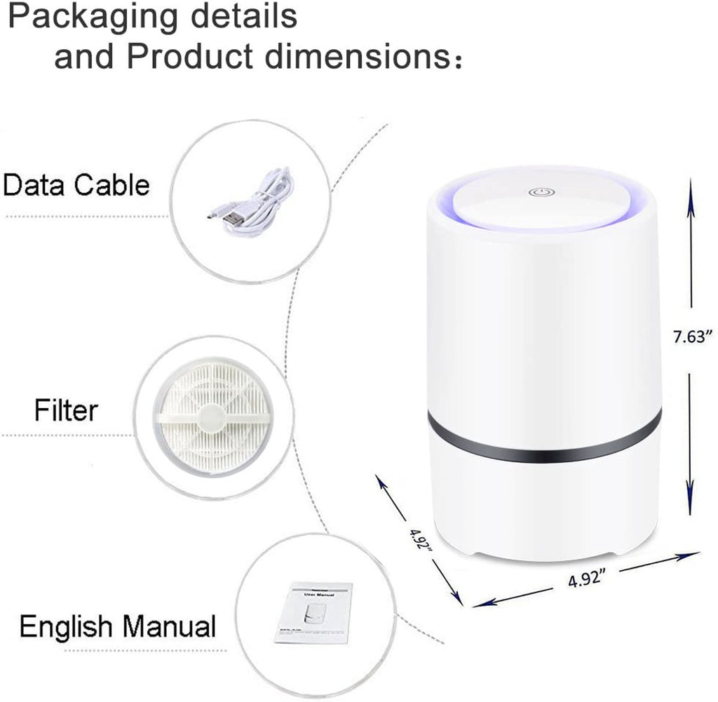 Air purifier - For living room, bedroom, office, and baby's room - Air quality indicator - Effective against dust mites, hay fever, allergies, and dust - Air purifiers - Air purifier