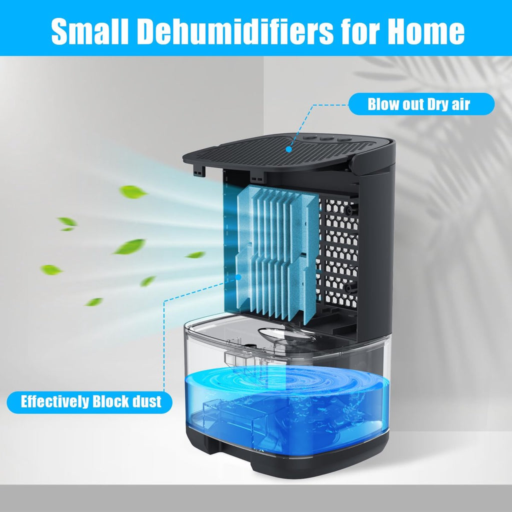 Smart Dehumidifier 1L Ultra Quiet 2-in-1 Bedroom Bathroom Basement Black