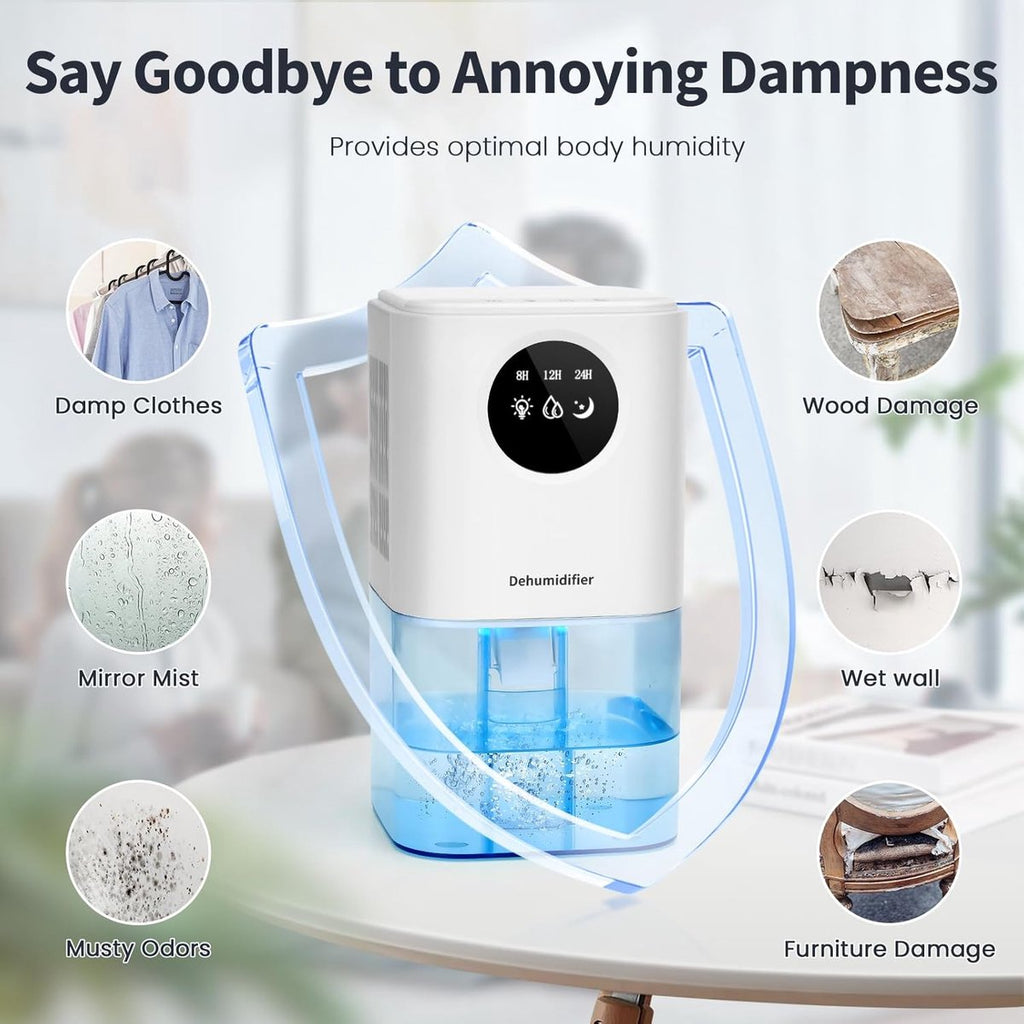 Smart Dehumidifier Ultra Quiet Portable Laundry Drying Bedroom Bathroom White