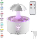 Aromatherapy Humidifier - Umbrella Humidifier - 300ml Rotating Humidifier for Bedroom with Remote Control and Timer - 7-Color LED Humidifier for Living Room or Children's Room - Humidifiers (White)
