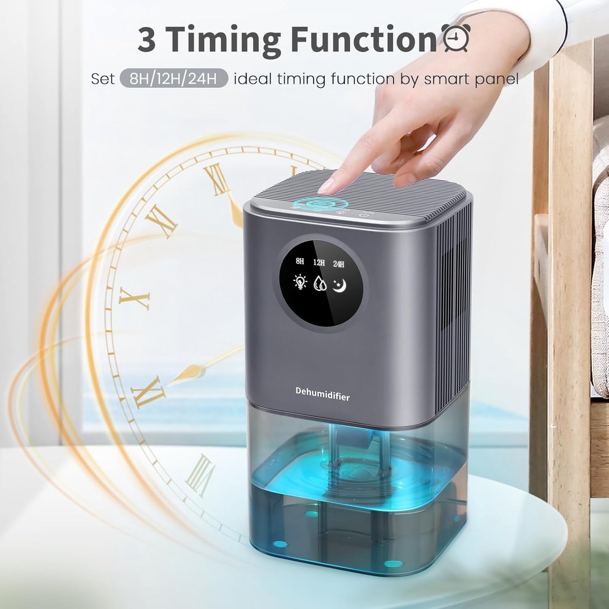 Smart Dehumidifier Ultra Quiet Portable Laundry Drying Bedroom Bathroom Black