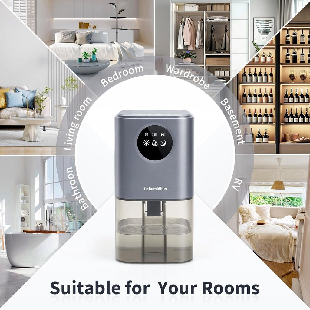 Smart Dehumidifier Ultra Quiet Portable Laundry Drying Bedroom Bathroom Black
