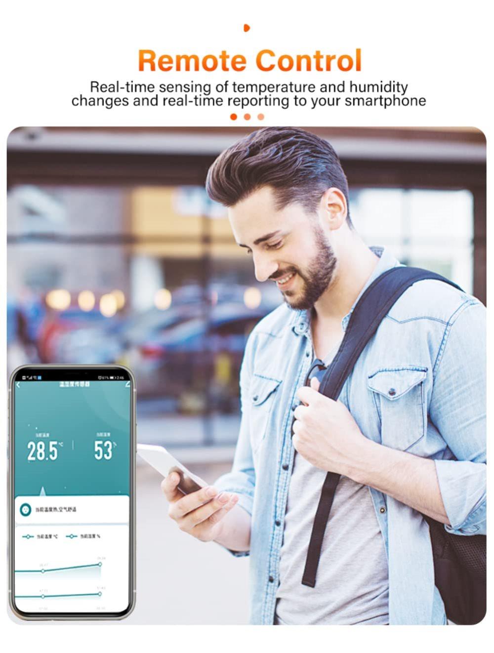 4-Pack Smart WiFi Thermometer Hygrometer with App Notification, Compatible with Alexa, White