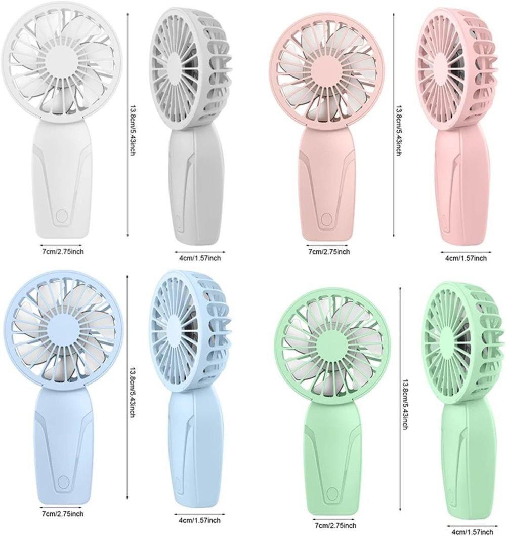 Portable Mini Hand Fan USB Rechargeable with 3 Speeds, Quiet Handheld Fan, Green