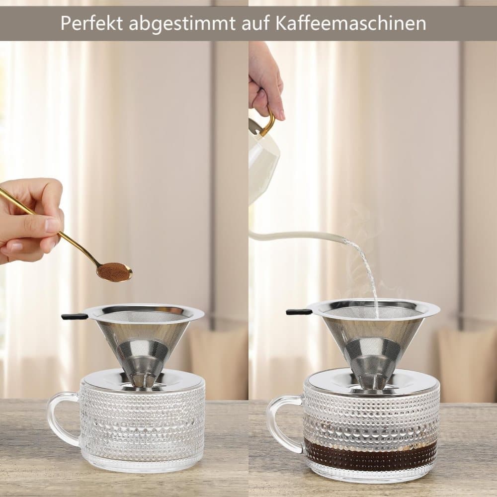 Reusable Stainless Steel Coffee Filter, Durable and Easy to Clean, Eco-Friendly for Brewed Coffee, 10CM