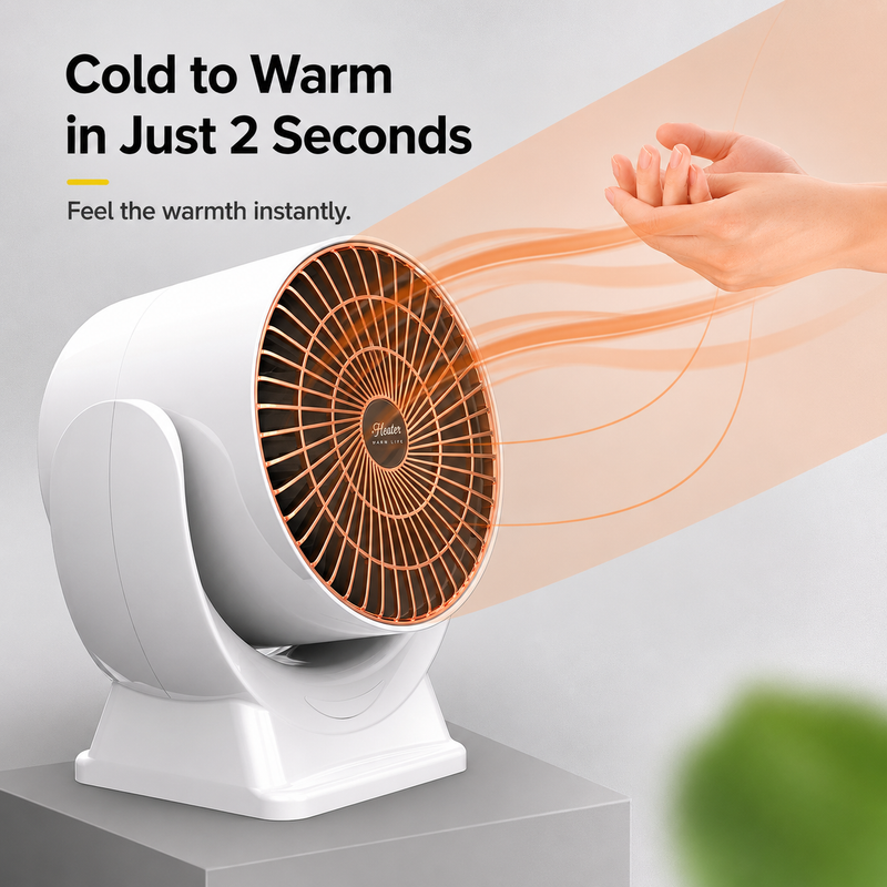 Desktop Warm Air Circulation Heater Quiet Adjustable Angle Space Heater
