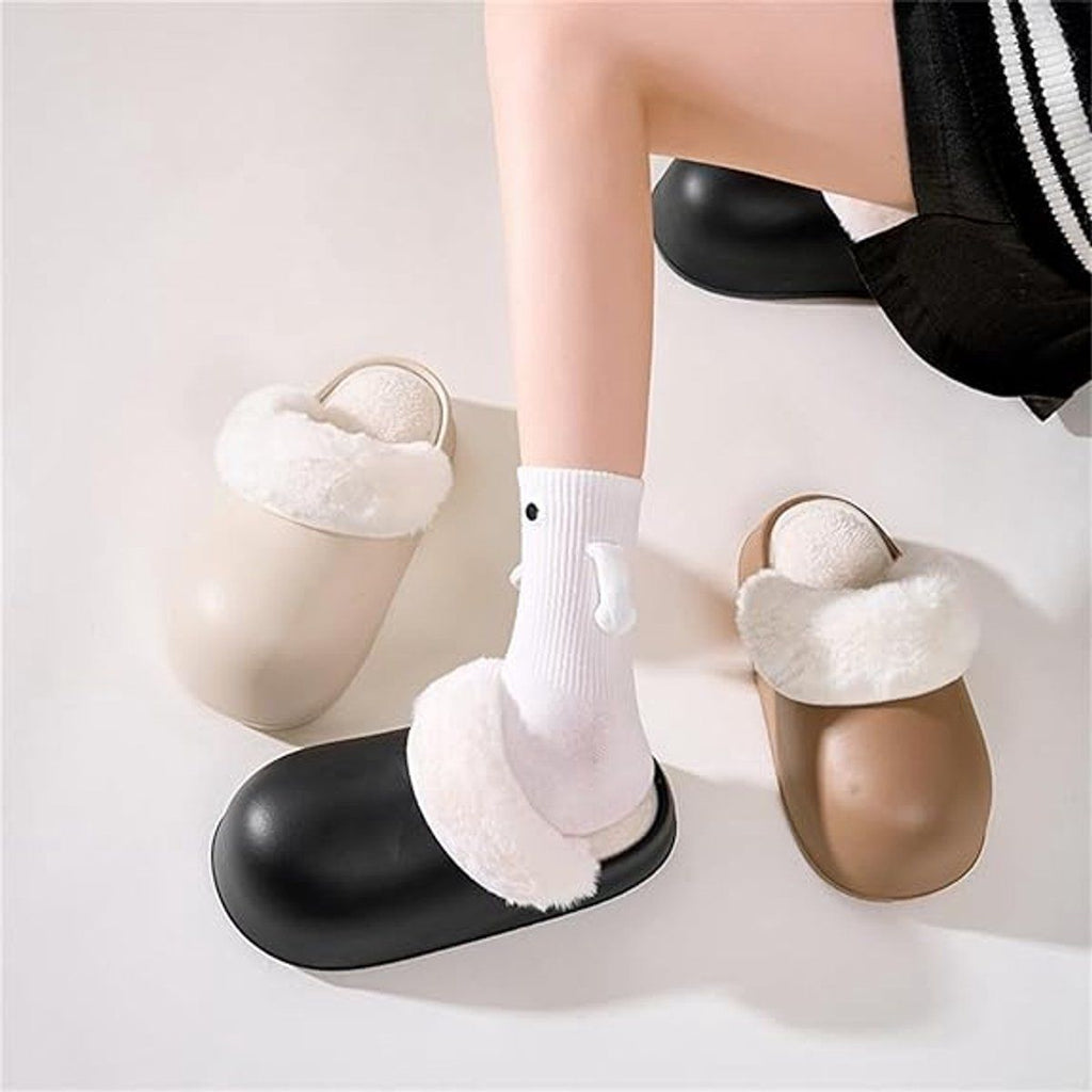 Womens Winter Slippers Waterproof Removable Lining Black, Size 40-41, 25 cm